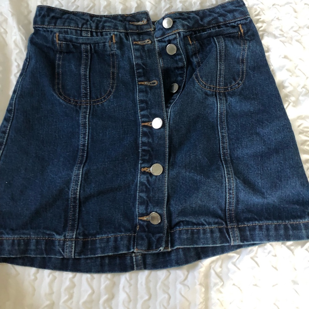 Top shop button denim skirt